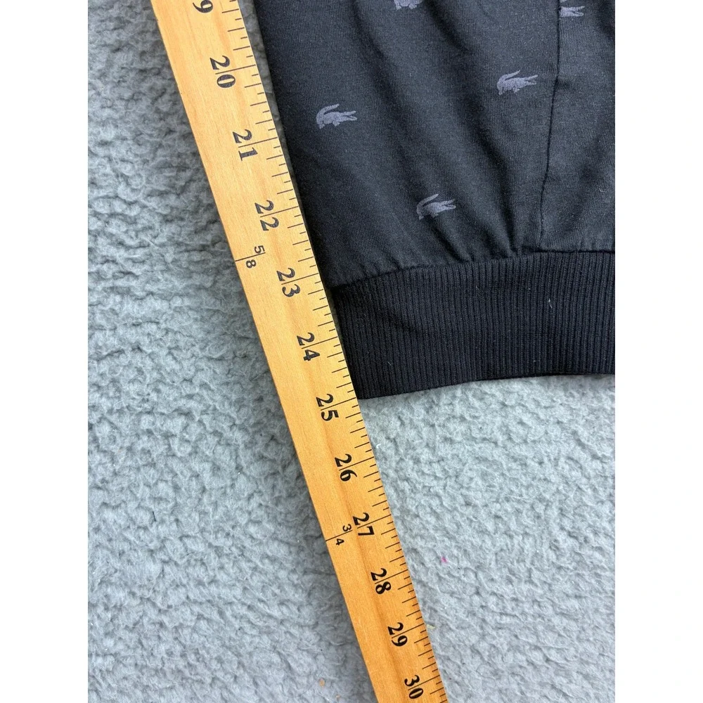 Lacoste All Over Logo Jogger Pants Mens M Black Sleepwear Lounge Pajama